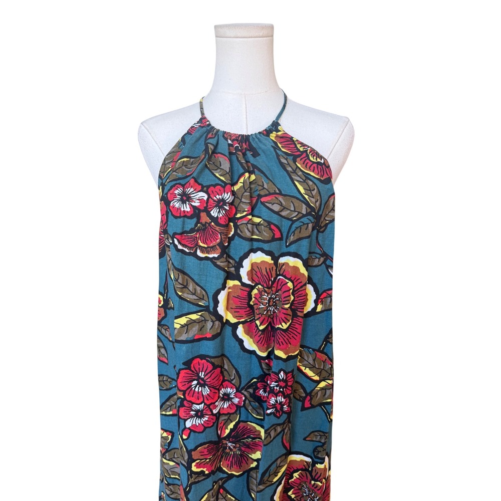 Loft Linen Floral Beachy Maxi Dress Size S Flowy Bright Tropical Resort Vacay - Picture 3 of 11